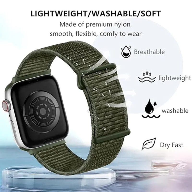 Correa de nailon para Apple Watch, banda de 44mm, 40mm, 49mm, 45mm, 41mm, 42mm, 46mm, pulsera para iwatch Series Ultra 10, 9, 8, 7, 6, 5, se, 4, 3, 2
