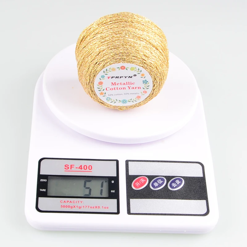 TPRPYN 50g 150M Metallic Cotton Yarn For Knitting Crocheting Knitted DIY Hollow Yarns crochet metallized Line threads Hand Knit