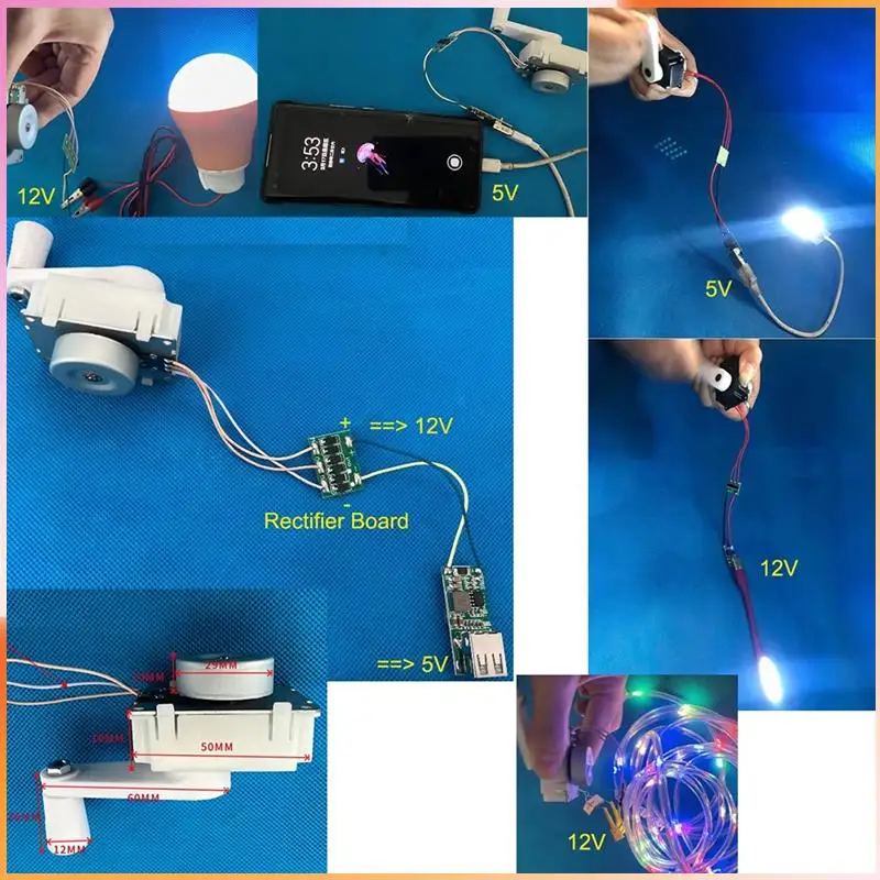 A93Z Hand Crank Motor Gear Generator Kit Survival Power Bank Emergency USB Charger 5V 5W