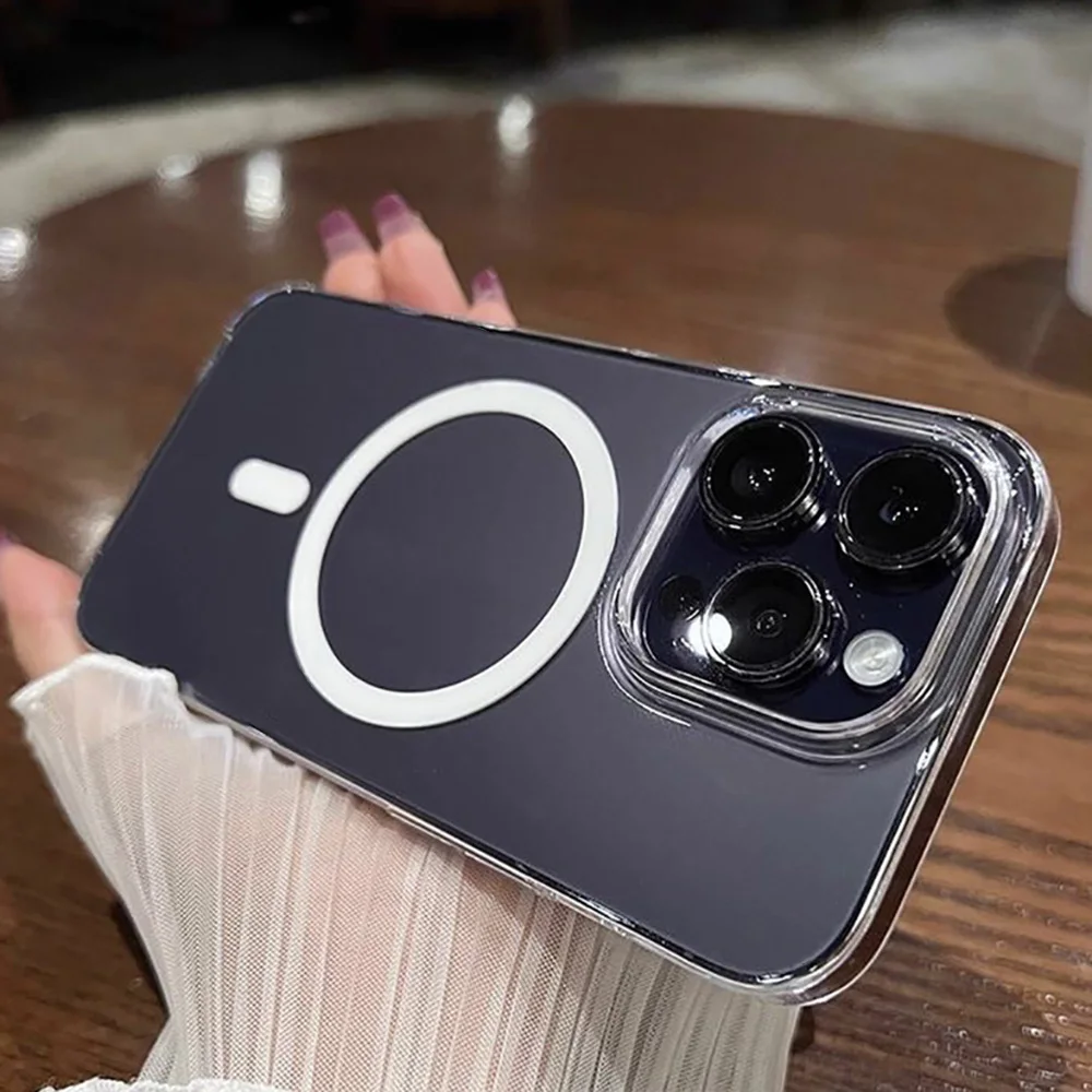

Transparent Hard Acrylic Phone Case For iPhone 17 Pro Max 15 14 13 16 12 11 Air Wireless Charging Compatible Protective Cover