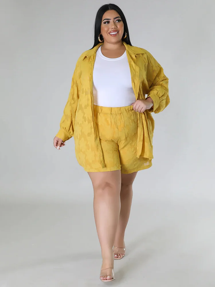 Wmstar Plus Size Two Piece Sets Women New Matching Sets Loose Shirts Top Shorts Tracksuit Casual Summer Wholesale Dropshipping