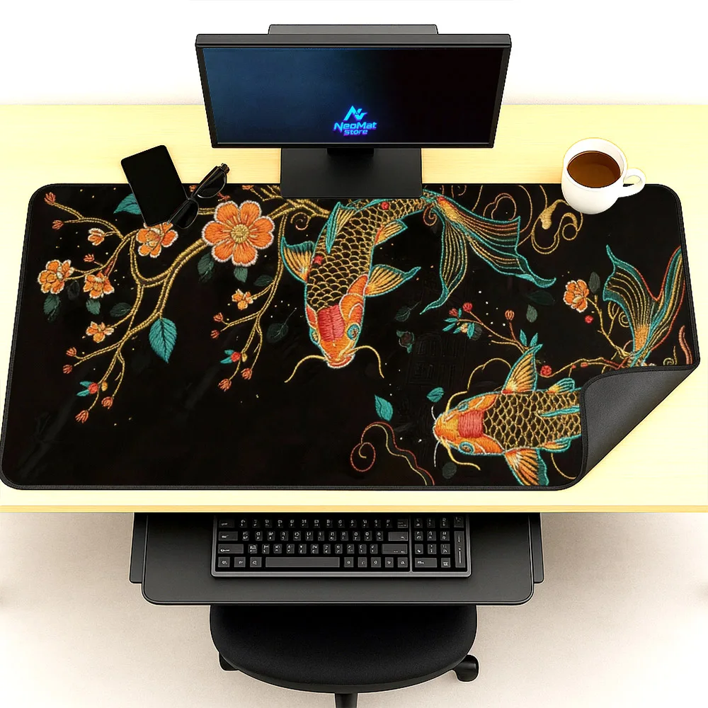 

Koi Mousepad Fish Japan Aesthetic Desk Carpet Computer Mat Keyboard Support Chinese Mouse Mat Pc Gaming Decor Mouse Pad 1200x600