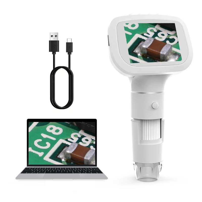 

Dearsee Portable Handheld Magnifying Glass 50X-1600X Magnification With 2.4 Inch 2MP Microscope Cmera for PC