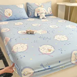 Hello Kitty Cinnamoroll Kuromi Sanrio anime cartoon cotton bedspread Kawaii children's fitted sheet Kawaii non-slip sheet gift