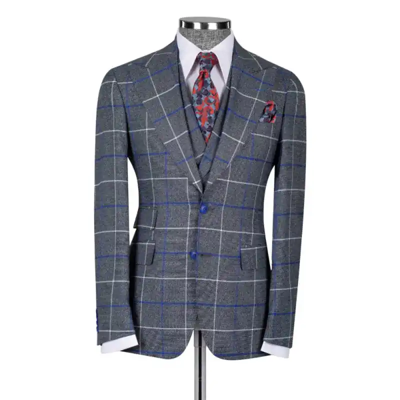 منقوشة الزفاف الرجال دعوى الأعمال ارتداء مصممة خصيصا تألق الرقبة سهرة 3 قطعة معطف سترة السراويل حفلة المغني العريس الدعاوى حسب الطلب #5