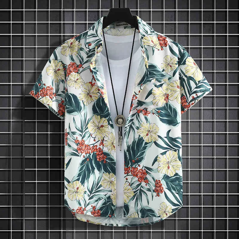 Men's Holiday Lapel Shirts Camisa 3d Print Short Sleeve Hawaiian Shirts Blouse New in Men's Beach Aloha Shirt Tops