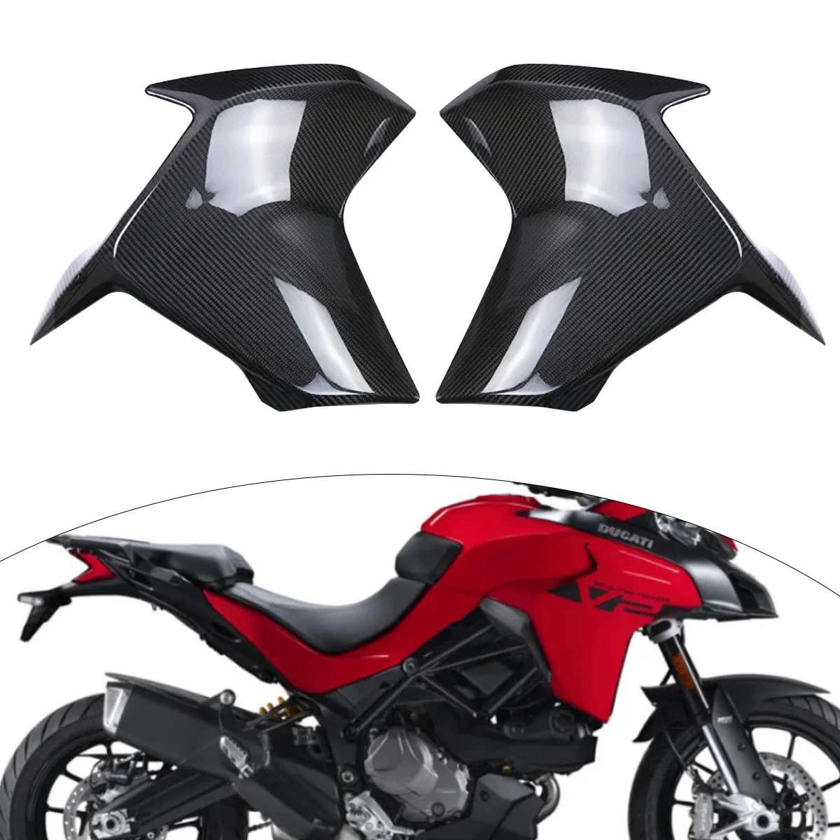 ملحق تعديل الدراجة النارية من ألياف الكربون النقية 3K بنسبة 100%، مناسب لـ DUCAT Multistrada V2 2022+