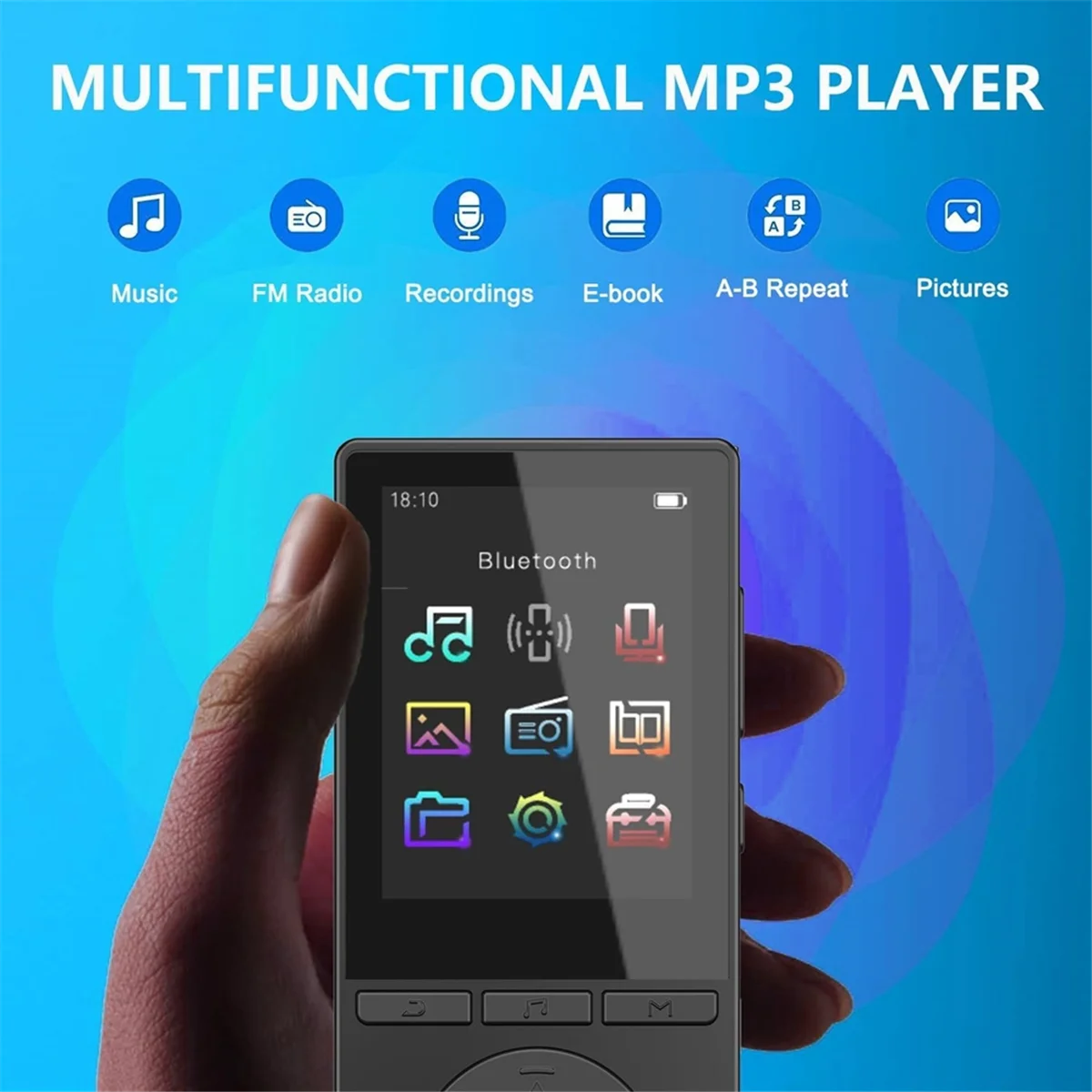 مشغل MP3 سعة 32 جيجابايت مع بلوتوث، مشغل موسيقى مع صوت HiFi للعدائين الرياضيين، وراديو مسجل صوت عالي الدقة مدمج