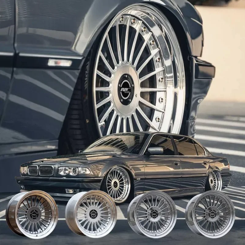 Chrome Plated Alloy Wheel Rims 5x120 8.5J 18 Inch Flow Formed Multi Spoke Compatible with E38 E39 Alpina Style