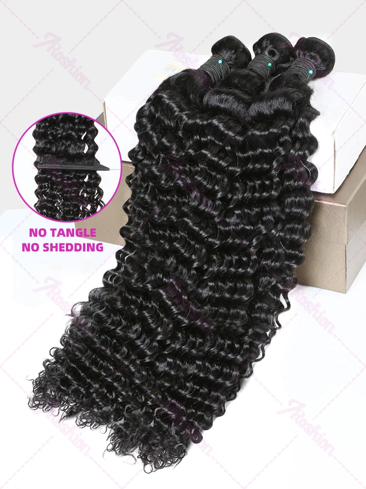 30 40Inch Deep Wave Brazilian Raw Virgin Unprocessed 100% Human Hair Extensions Curly 3 4 Bundles Double Weft Bulk Braiding Hair