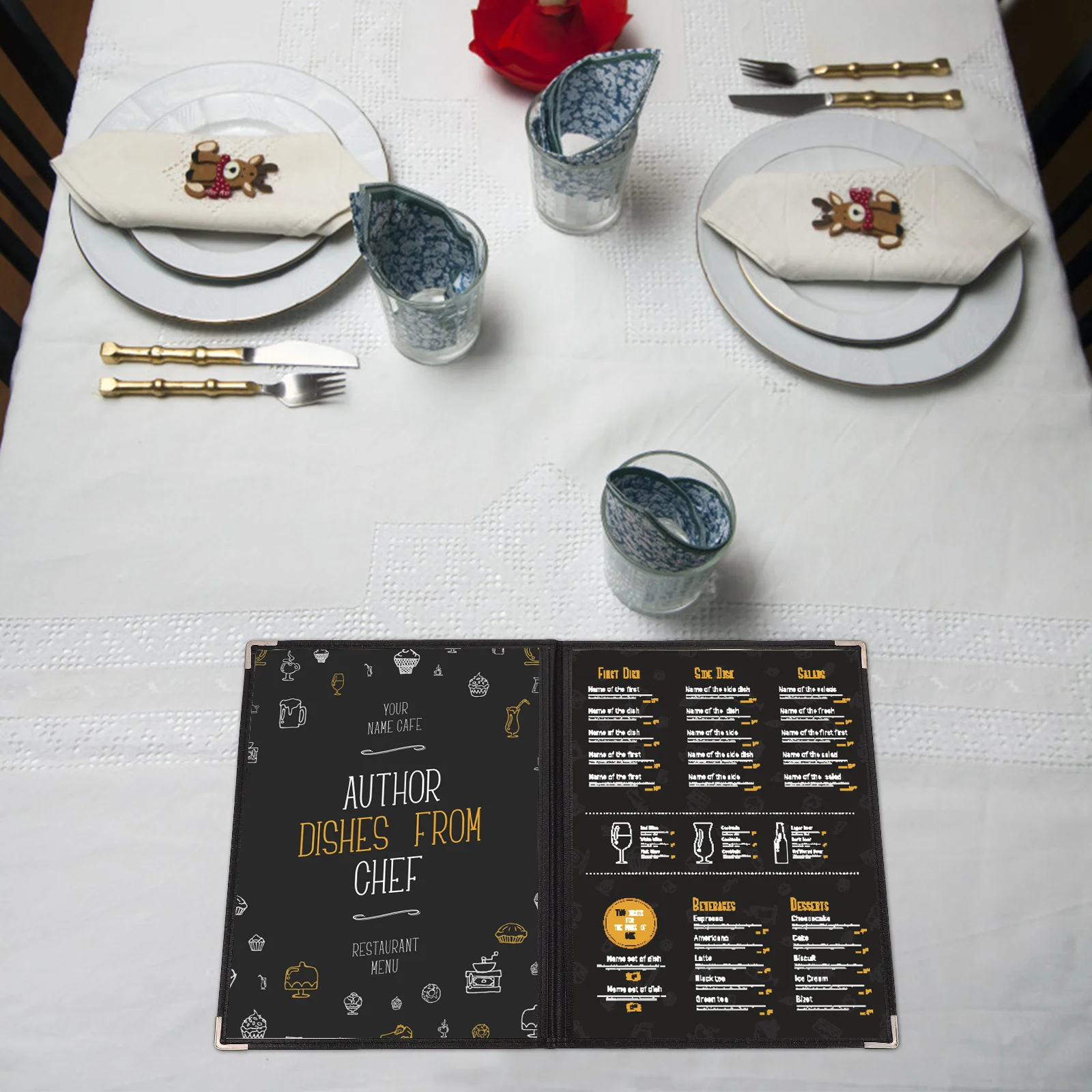 2 Buah Sampul Menu Transparan PVC Binder Tempat Menu Daun Longgar untuk Restoran Kedai Kopi Dapur PVC Binder