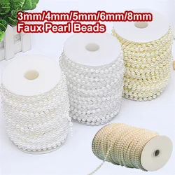 3mm/4mm/5mm/6mm/8mm Faux Pearl Beads Garland Pearl Bead Roll Strand for DIY Wedding Party Decoration 5-80Meters