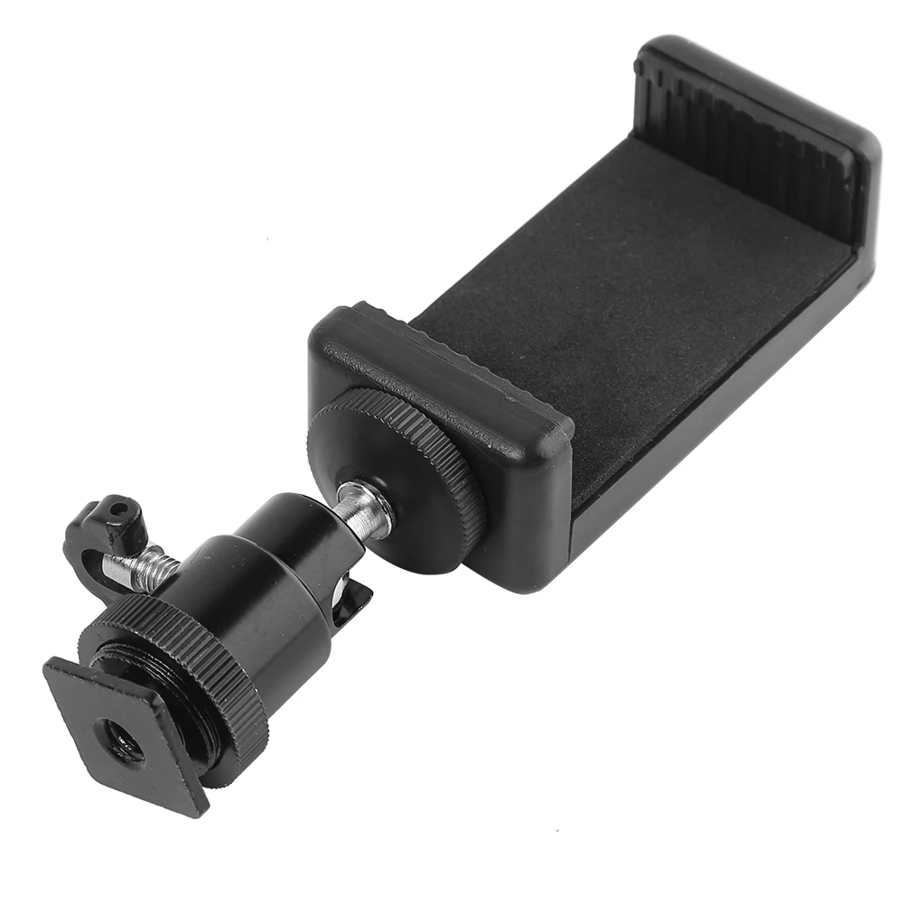 Mobile Phone Clip Holder Compact and Portable Carry Convenient 360 Ball Head Hot Shoe Adapter Mount for Camera Tripod
