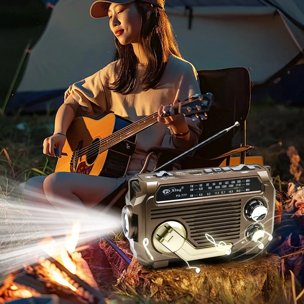 

Portable Emergency Hand Crank Radio Solar Powered Radio with Flashlight BT Speaker Weather Radio for Camping Travel Outdoor