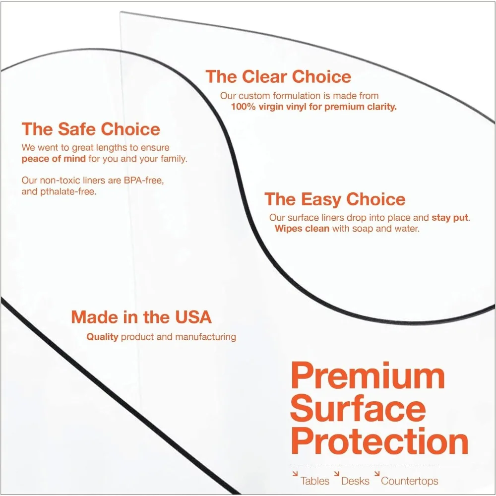 واقي طاولة من الفينيل الشفاف بسُمك 2 مم، مقاس 44 × 78 بوصة، مقاوم للماء، آمن، مصنوع في الولايات المتحدة الأمريكية، قابل للتخصيص