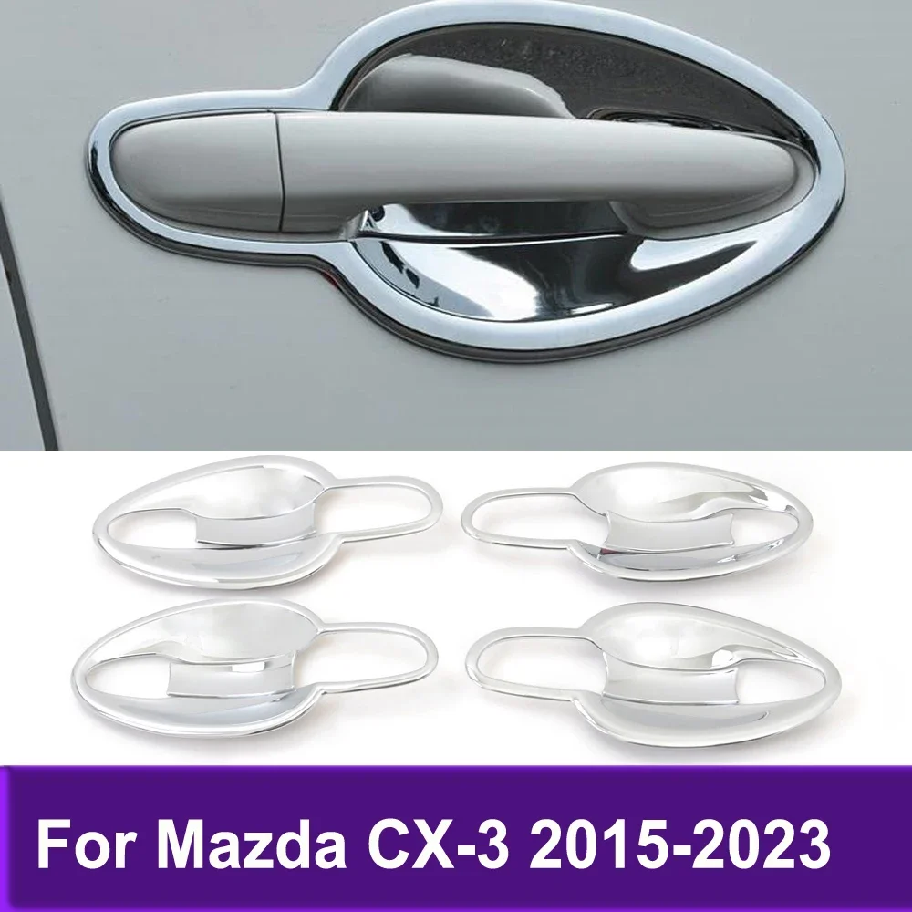 

Car Sticker Decoration Styling Accessories Chrome Side Door Handle Bowl Cover Trim For Mazda CX-3 CX3 2015-2021 2022 2023