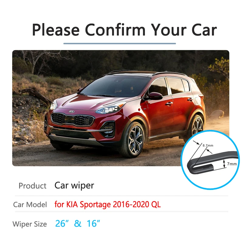 Car Wiper for Kia Sportage 2016 2017 2018 2019 2020 QL Front Windscreen Windshield Wipers Blades Car Accessories Stickers Washer