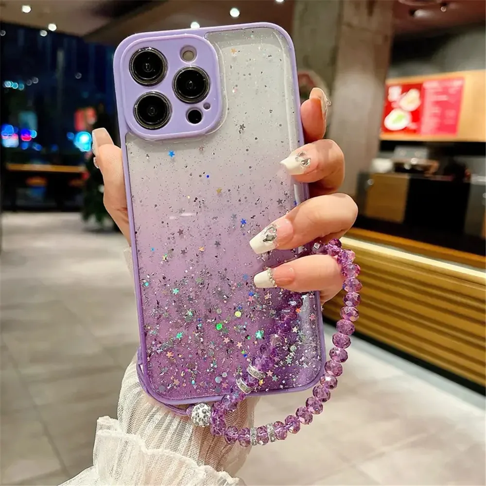 Luxury Crystal Bracelet Glitter Phone Case For Samsung Galaxy A52 A52S A32 A22 A12 A72 A51 A71 A20 A30 A50 Lens Protection Cover