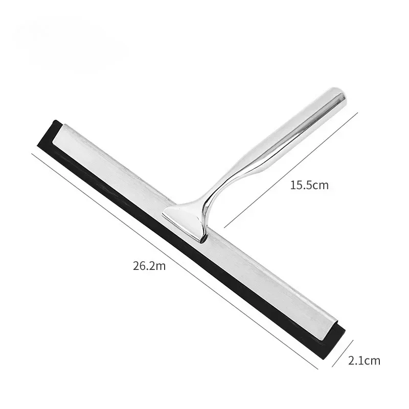 Shower Squeegee pembersih jendela, pembersih Shower Stainless Steel dengan kait berperekat dan pisau Wiper dapat diganti