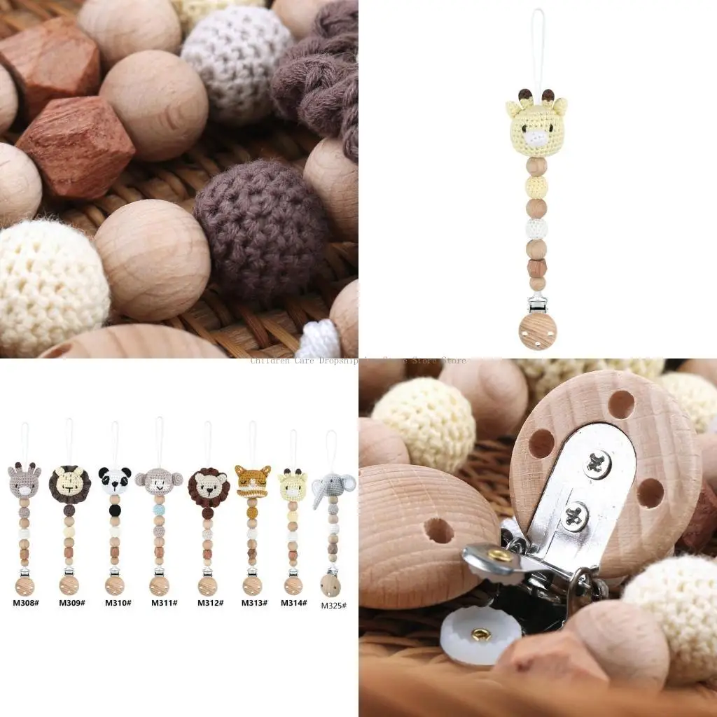 

Цепочка для пустышки для новорожденных, зажим для пустышки, вязаная крючком игрушка для прорезывания зубов в виде животных,