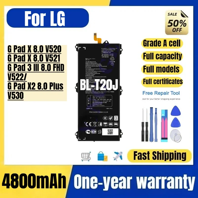 BL-T20J for LG G Pad X 8.0 V520/V521/ 3 III 8.0 FHD V522/X2 8.0 Plus V530 Tablet Battery Replacement Bateria  with Tools
