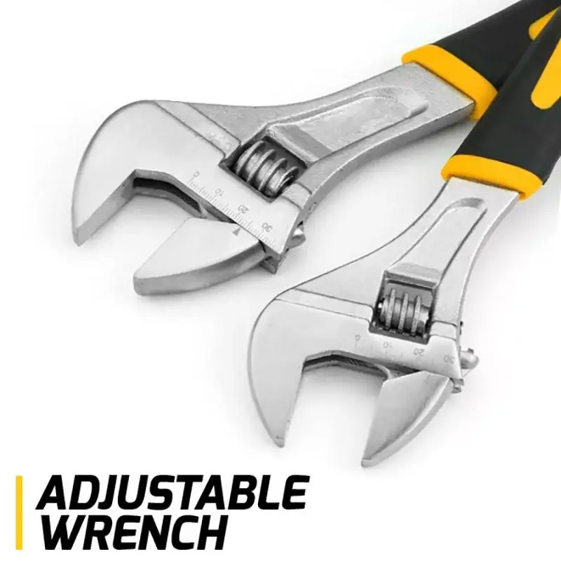 {NN72} 6-10 Inch Heavy Duty Adjustable Wrench With Rubberized Handle And Box End