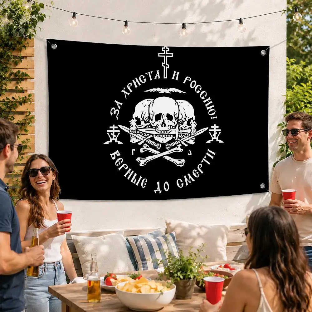 Orthodox Skull Vintage Flags Durable Outdoor Indoor Festive Decoration Classic Design Wall Room Banner