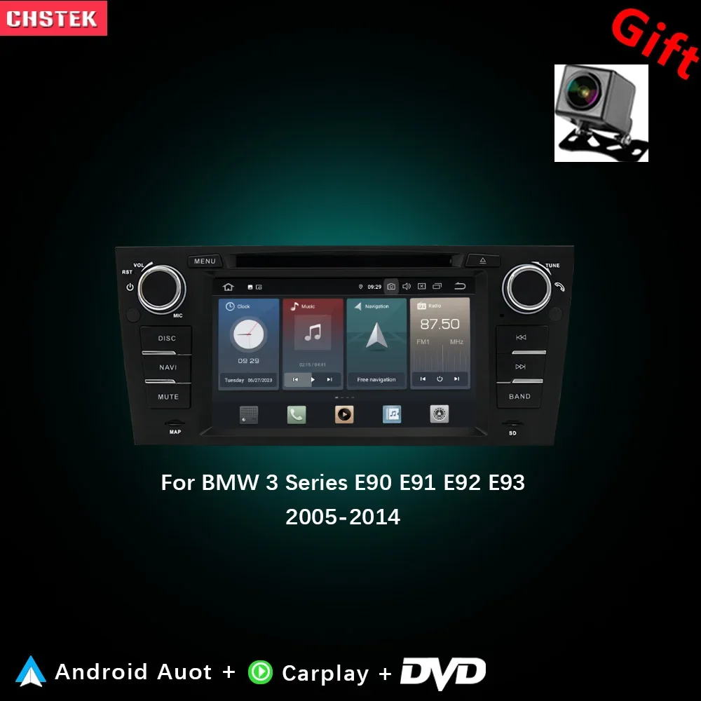 

CHSTEK Car Radio DVD Wireless Carplay For BMW 3 Series M3 E90 E91 E92 E93 2005-2013 Multimedia GPS Bluetooth5.0 WIFI Android 14
