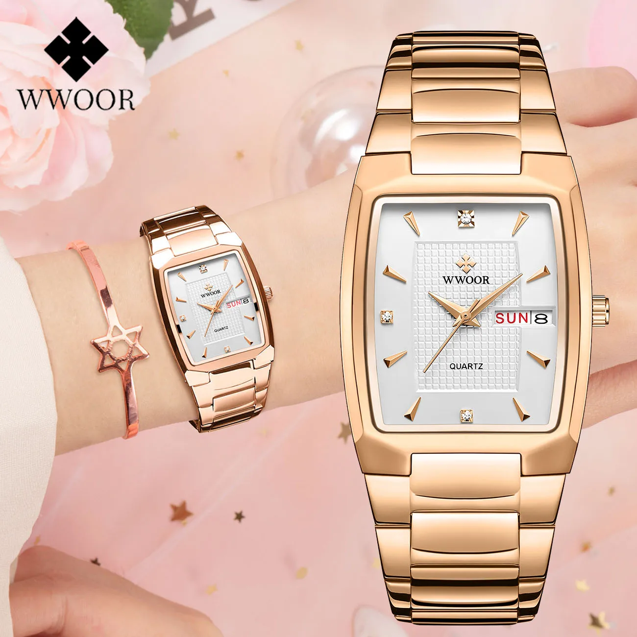 

WWOOR Luxury Square Women’s Watches Dress Ladies Watch Waterproof Stainless Steel Quartz Wristwatch Women Date Clock Reloj mujer