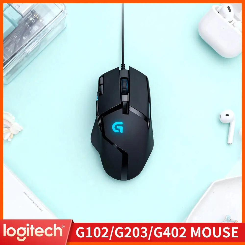 Professional Logitech G402 Gaming Mouse Fusion Engine Tech 8 Programmable Buttons 4 DPI Modes Anti-Slip for Versatile Use