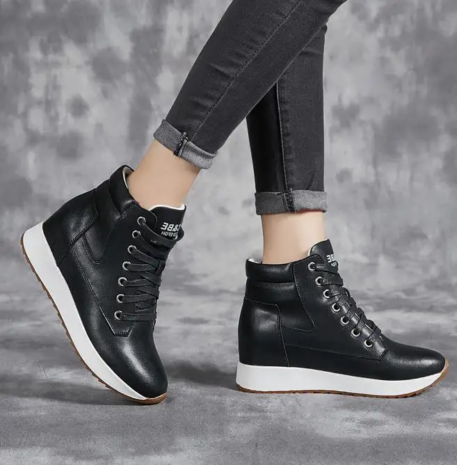 7CM Genuine Leather Women Ankl – Platform Sneakers Chunky recenzja i cena