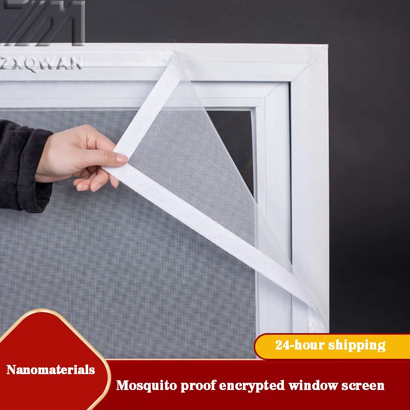 

Self-adhesive white mosquito and insect-proof screen without holes, easy to install by yourself, invisible screen door.