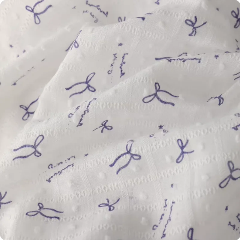 

Small bow patterned cotton fabric handmade DIY hairband shirt dress clothing fabric