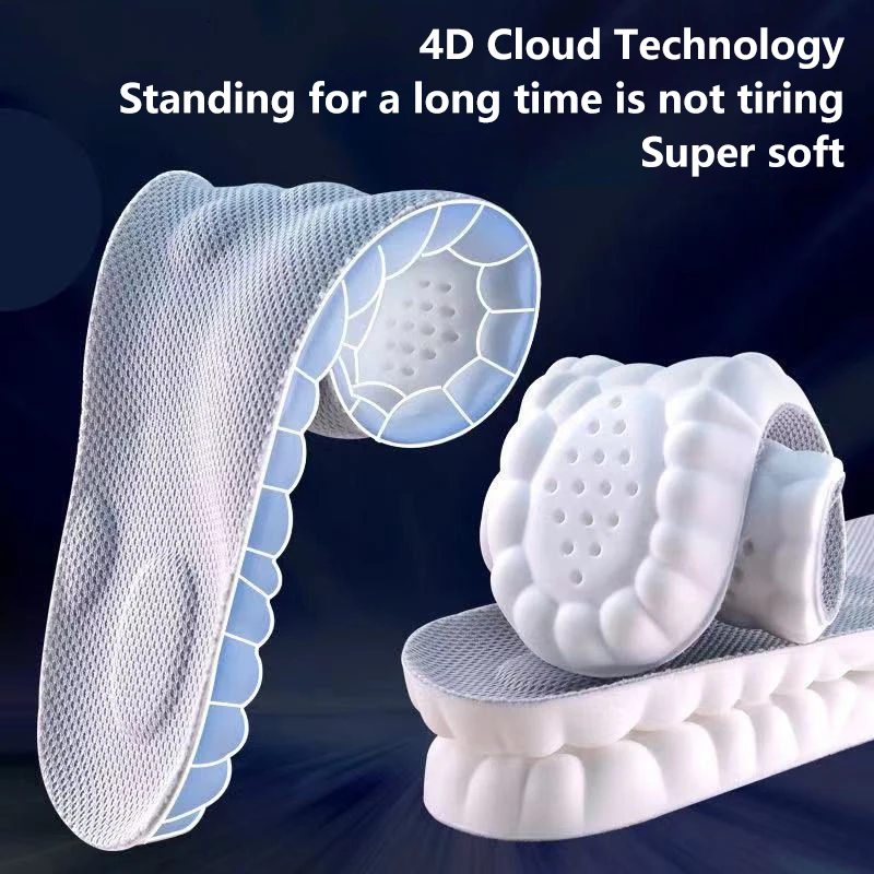 Plantillas blandas 4D para zapatos, almohadillas ortopédicas con absorción de impacto para fascitis Plantar, 1 par