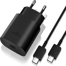 Cargador de pared rápido USB C de 25W con Cable de carga rápida USB C a tipo C para Samsung Galax S25 24 S23 S22 S21 S20 Note 10 IPhone 15