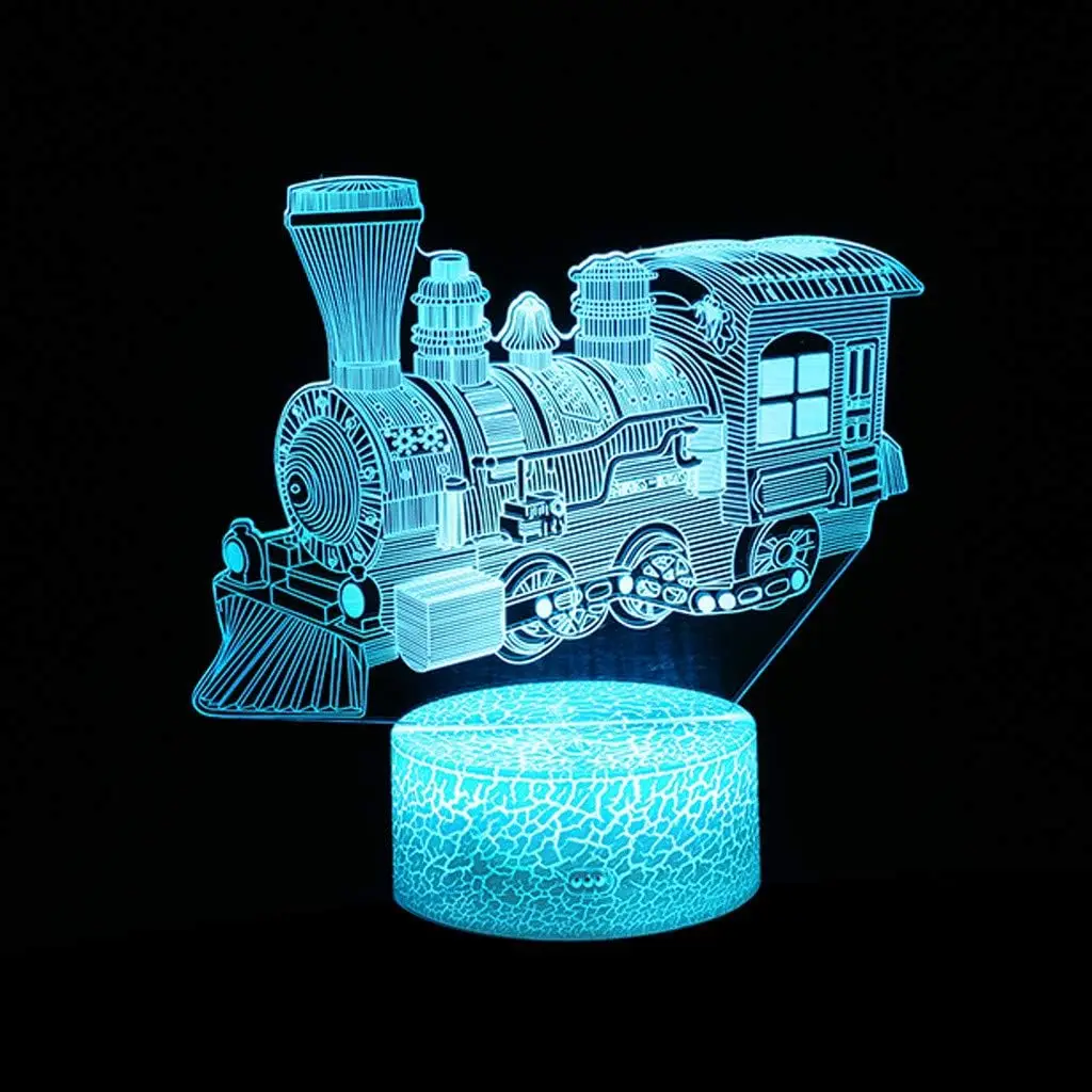 Nighdn Train Night Light for Bedroom Decoration 7 Color Changing 3D Illusion LED Lamp for Kids Toy Christmas Birthday Gifts