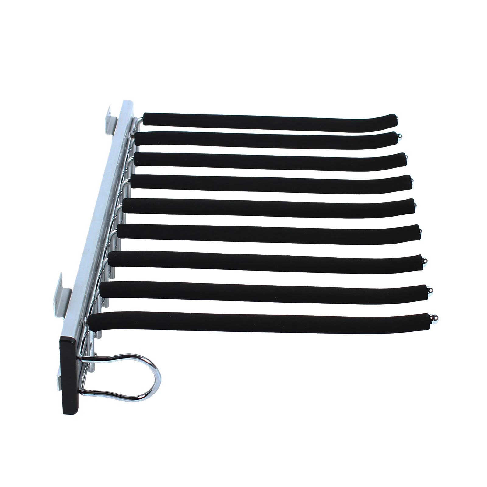 Heavy Duty Wardrobe Pull-Out Trouser Rack W/ Silent Rail Left Mounting Steel Rack 9 Neatly Arranged Rods