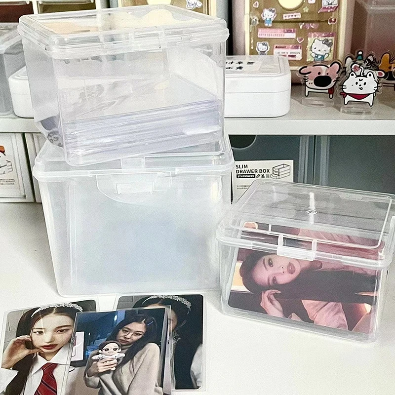 1 Pcs New Transparent Plastic Card Sticky Note Organiser Photocard Small Card Sorting Organiser Desktop Sorting Box Stationery