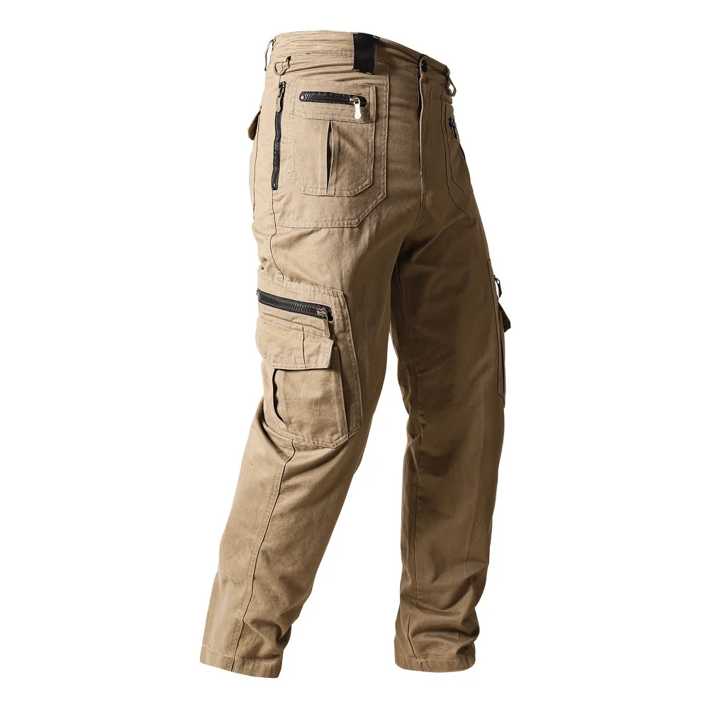 Cotton Men Pants Multi-Pocket Tactical Cargo Pant Loose Solid Male Trousers Army Combat Joggers Straight Pant Pluse Size S-5Xl