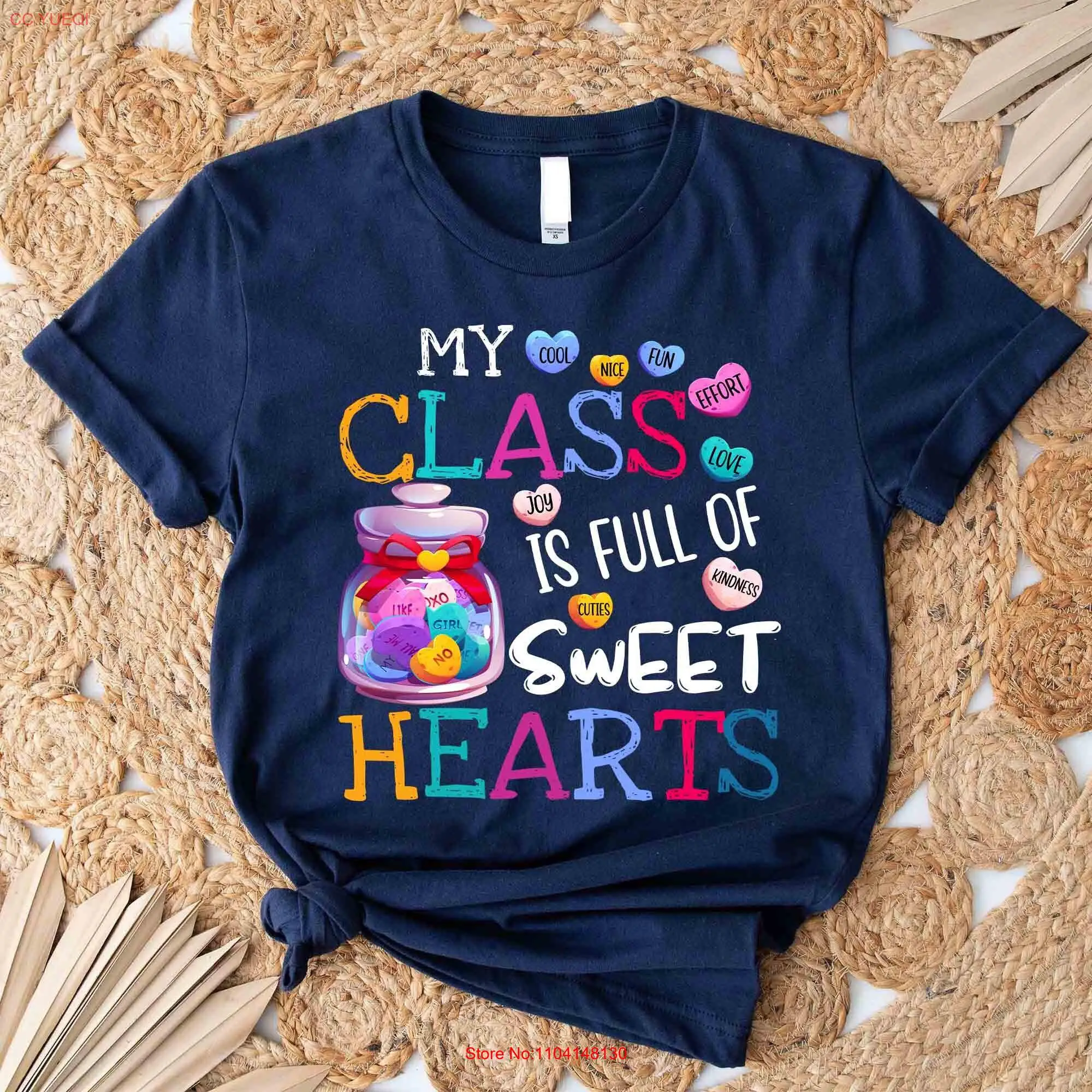 

Футболка «День Святого Валентина» «Мой класс полный сладких сердец» для учителей, студенты с длинными или короткими рукавами «GifT Loved Heart»