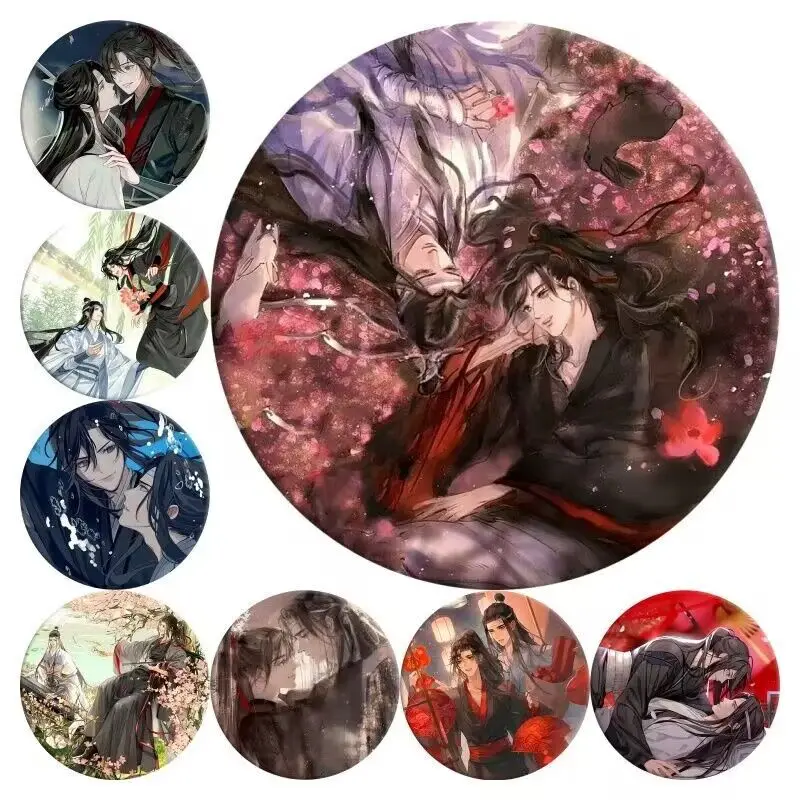 Anime Mo Dao Zu Shi Cartoon Badge Wei Wuxian Lan Wangji Cosplay Cute Metal Brooch Lapel Pins Jewelry Accessories Fans Gift