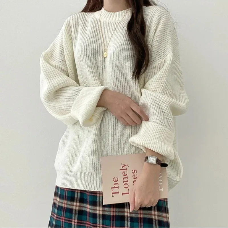 

Loose Women's Pullover Sweater Spring 2026 Basic Color Chic Early Spring New Sle Comfortable Lazy Pure Color Versatile
