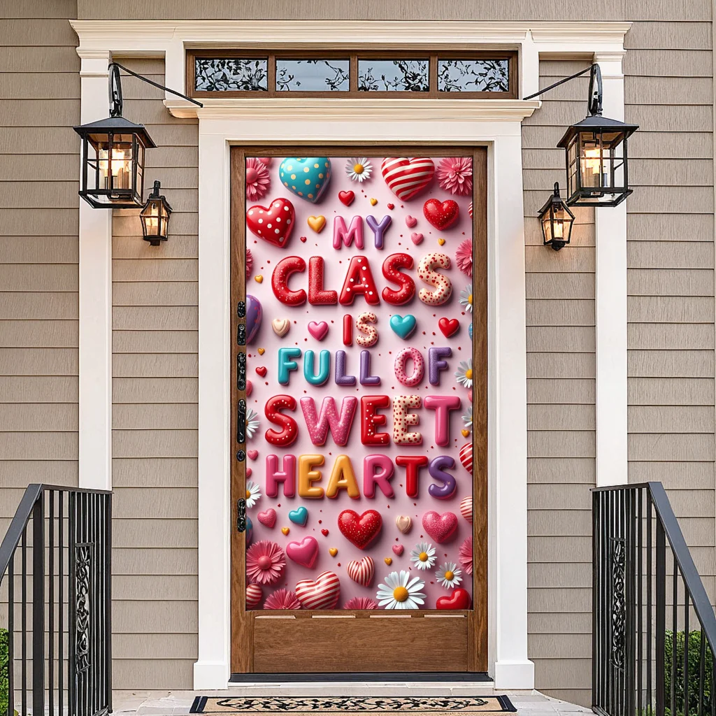 Classroom Valentine Decor Backdrop Banner My Class is Full of Sweet Hearts Inspirational Classroom Decoration School Party