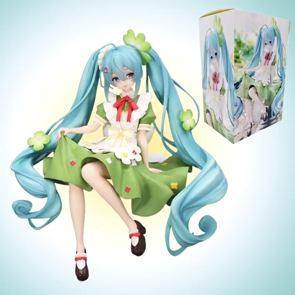 Figura de Hatsune Miku estilo fofo para menina bonita trevo de quatro folhas flor fada modelo colecionável decorativo - ótimo presente de aniversário