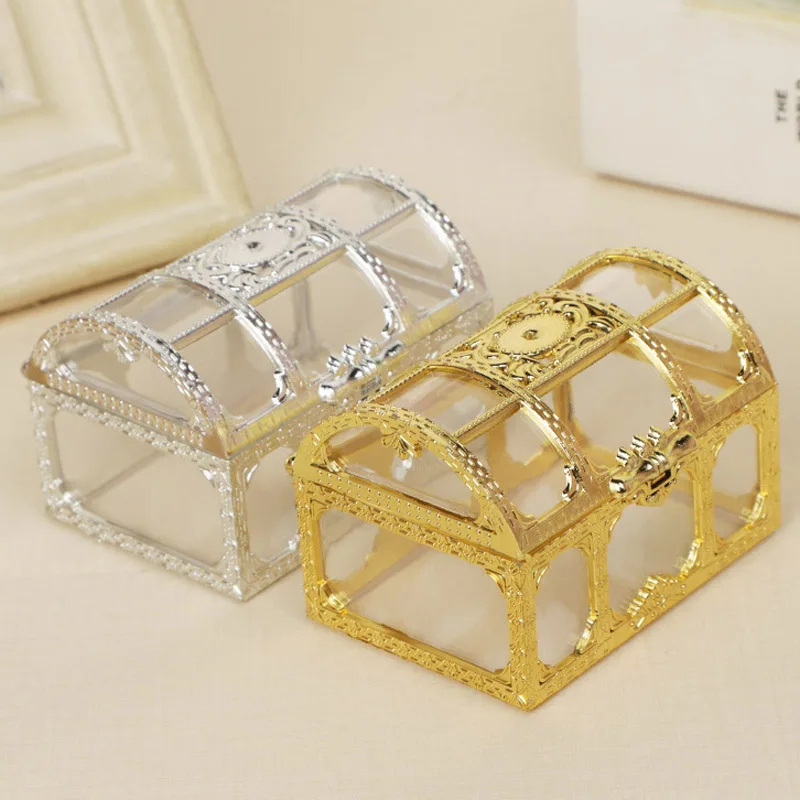 Transparent Pirate Treasure Box Jewelry Organizer Box Plastic Storage Box Container Ring Jewelry Box Desk organizers Money Box