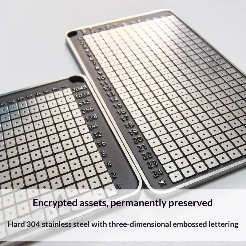 NEW Memorization Word: Plate Double-Sided 24-Bit Hardware Password Bip39 Engraved Steel Plate Key Seed Phrase