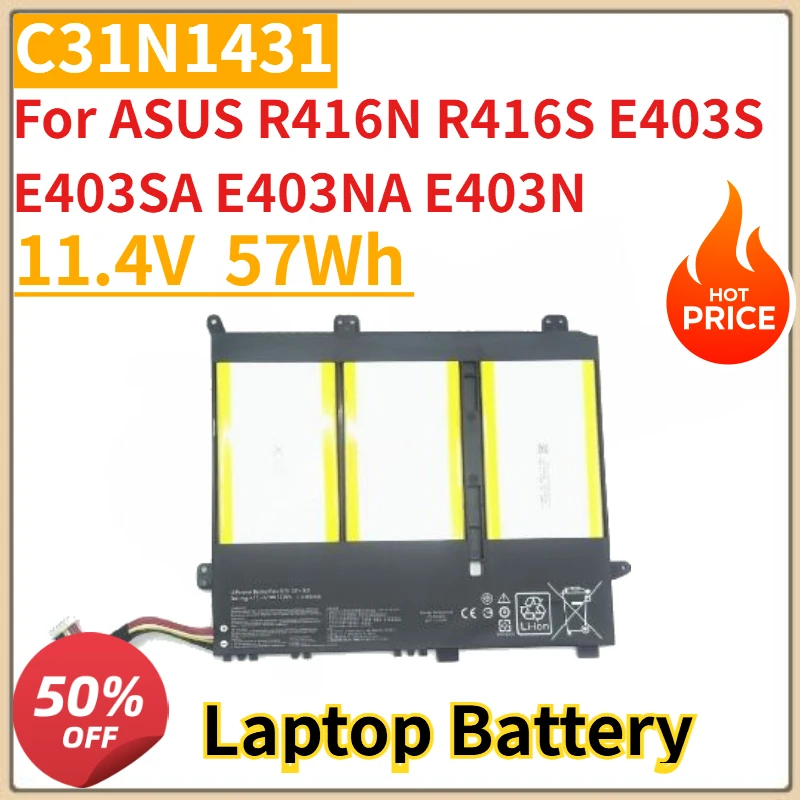 بطارية كمبيوتر محمول جديدة عالية الجودة 11.4 فولت 57Wh C31N1431 لأجهزة ASUS E403SA E403NA E403N R416N R416S E403S