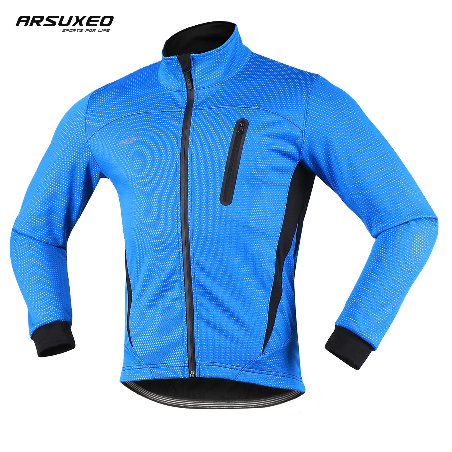 ARSUXEO Cycling Jacket Men Winter Windbreak Hiking Bike Jacket Softshell Thermal Warm Mountain Road Bicycle Clothing Reflective