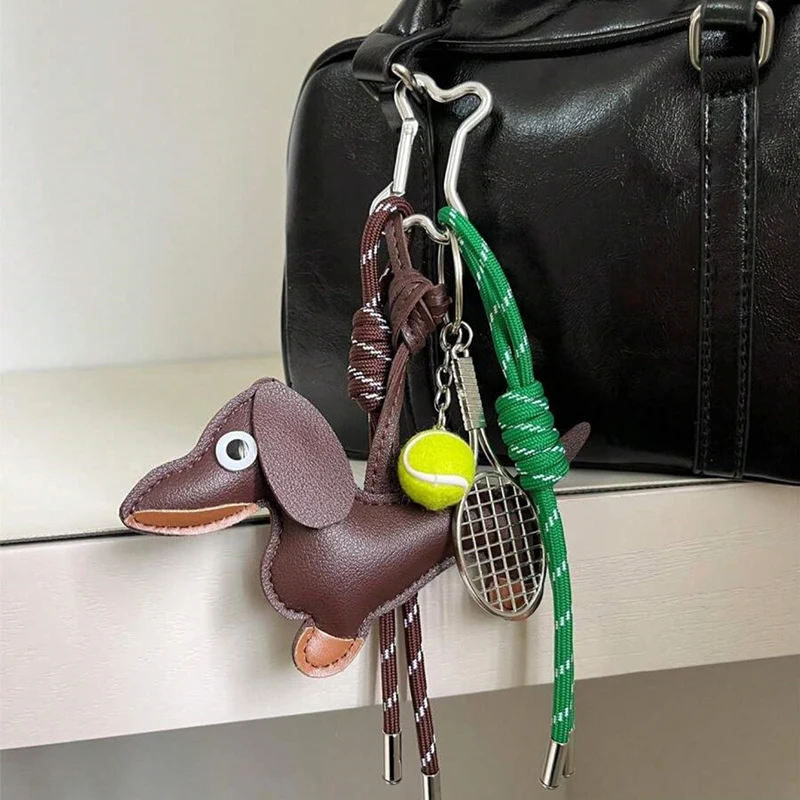 Dachshund Dog Golf Trinket Key Ring Accessories Jewelry Keychain Unique Styles PU Fashion Accessory Daily Use Keychains