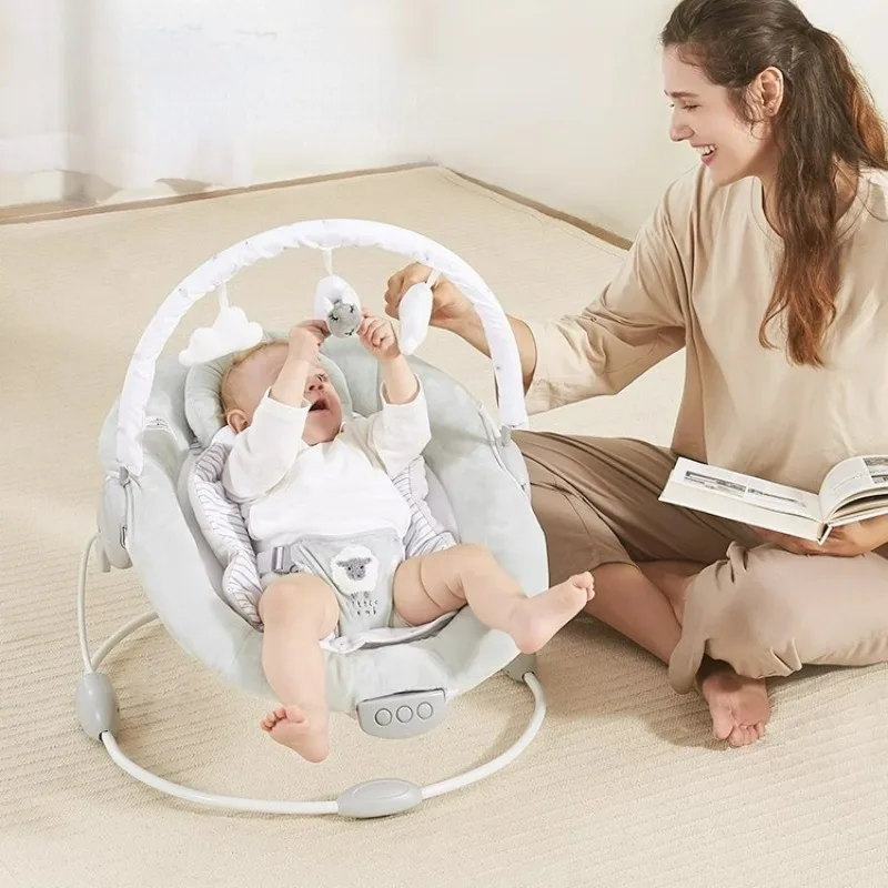 Mechanical Eggshell Baby Rocking Chair, Baby Soothing and Sleeping Small Baby Lounger Chair, Touch Massage Newborn Cradle Beds